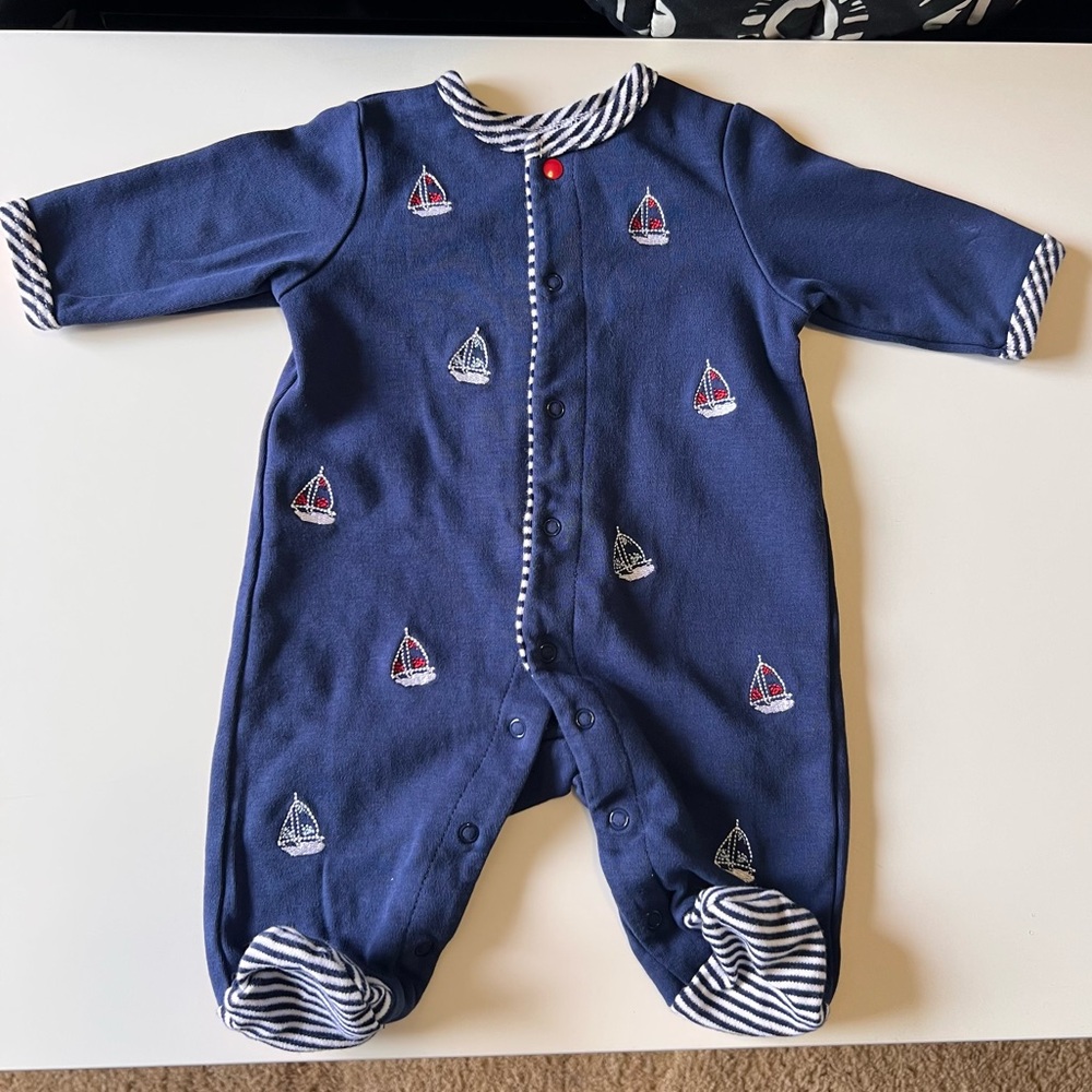 Sailboat Embroidered Footie